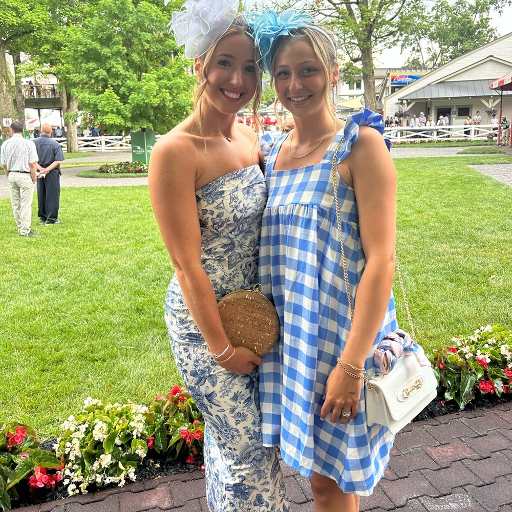 Daphne Lo blue and white plaid track dress
